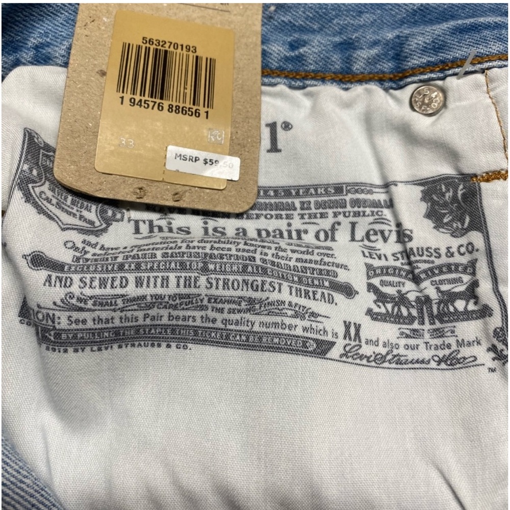 NWT! Levi's Premium 501® High Rise Button Fly Cotton Distressed Shorts Size 33” - Picture 11 of 16